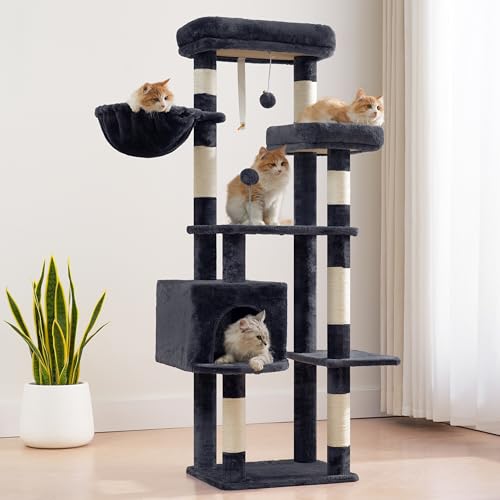 55.1'' Cat Tree Tower for Indoor Cats (55.1 inch / Smoky gray)