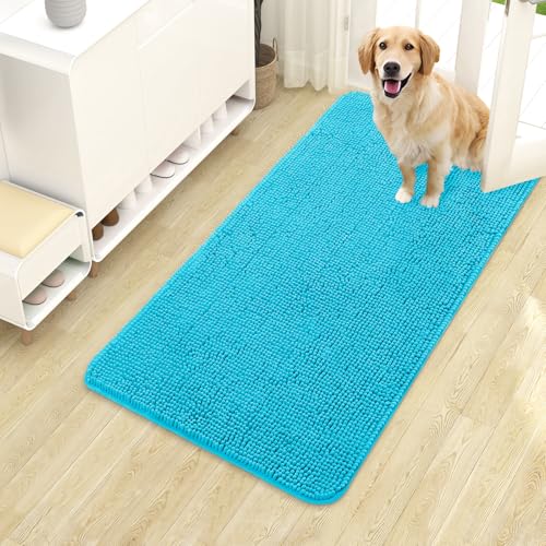 Dog Door Mat for Muddy Paws 40x24 (Aqua Blue / 40" X 24")