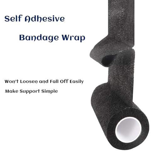 Elastic Self Adhesive Bandage Wrap 4 Inch (4 Inch-24 Count Black)