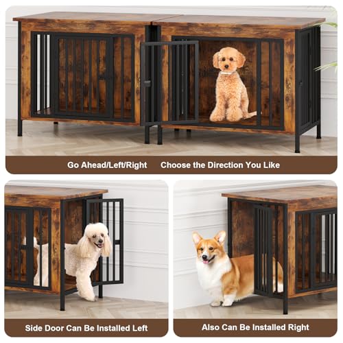 31.5" Dog Crate Furniture for 1 or 2 Dogs (Brown / 31.5"L x 23.6"W x 27.9"H)