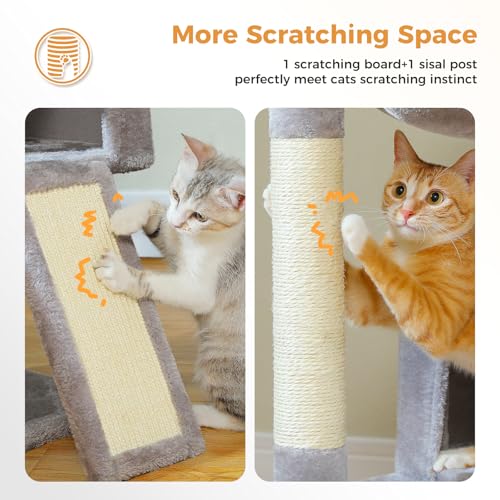 Cat Tree 35" Cat Tower with Dual Condos for Indoor Cats (Gray / 35 Inches)