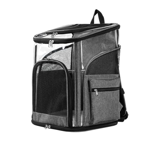 Cat Carrier Backpack for Small Medium Cats Dogs Backpack Puppies up to 26 Lbs (15.0"L x 12.2"W x 18.5"H / Gray)