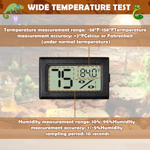 Reptile Thermometer and Humidity Gauge (4PCS Rectangular)