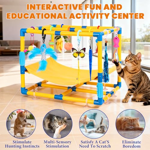 Cat Jungle Gym With Hanging Interactive Toys (colorful)