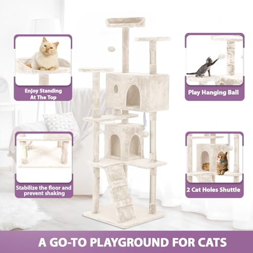 70 Inches Cat Tower for Indoor Cats Multi (70 in / Beige)