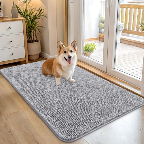 Dog Door Mat for Muddy Paws 45x27 (Light Grey / 45" X 27")