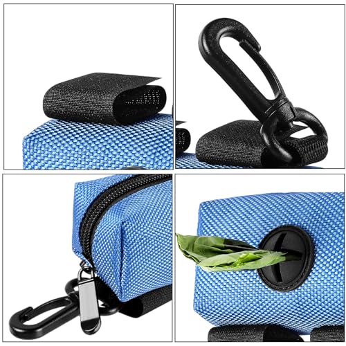 Dog Poop Bag Dispenser Holder Soft Waste Bags Roll Holders Leash Blue&Black (1 Count (Pack of 1) / 2PCS Blue&Black)