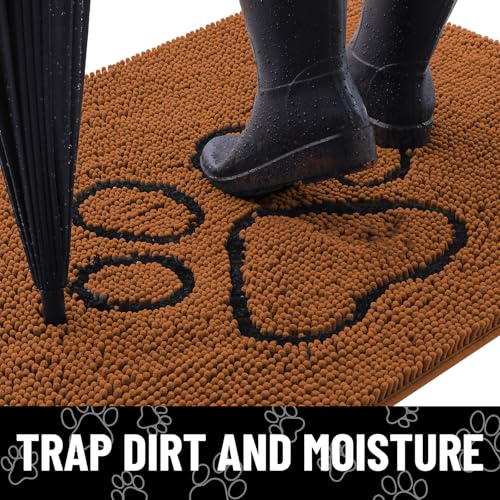 Dog Door Mat for Muddy Paws (48"X30" / Ochre and Black)