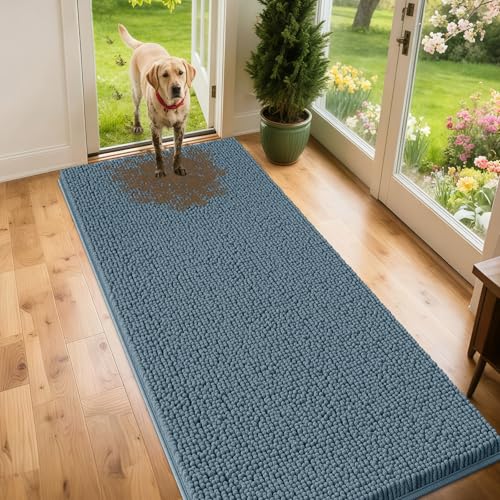 Dog Door Mat for Muddy Paws (Dusty Blue / 71" x 25")