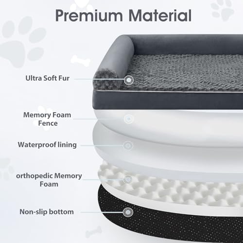 Orthopedic Washable Human Dog Bed for Adult & Dog Cozy Sleep (61"l x 43"w x 7"th / Dark Grey)