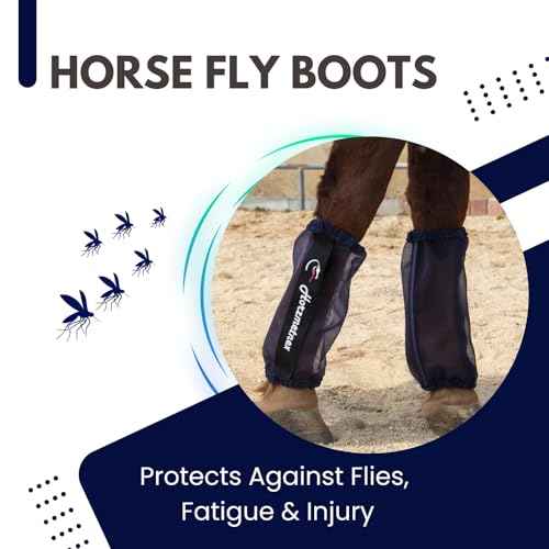 Tear Resistant Fine Mesh Horse Fly Boots Breathable Fly Boots Lightweight Summer Leg Protection to Prevent Mosquito & Fly Bites Set of 4 (Navy)