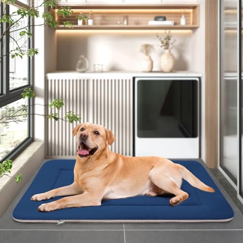 Dog Bed Soft Dog Crate Pad Mat for Medium (36.0"L x 23.0"W x 1.2"Th / Dark Blue)