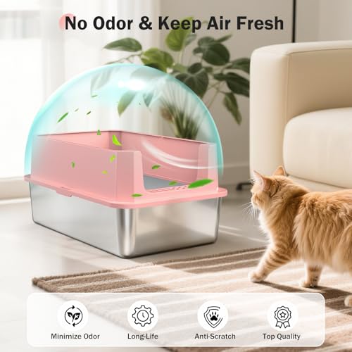 Stainless Steel Litter Box (Pink / XL)