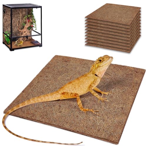 10 Pcs Reptile Carpet 12x12 Inch Coconut Fiber Mat for Tank Bedding (10 Pcs (12X12in))