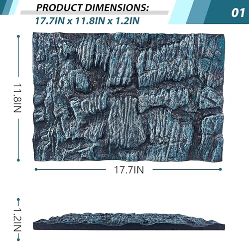 17.7x11.8in Rock Terrarium Background (Blue-17.7"*11.8"（1pcs）)