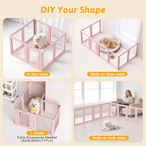 Acrylic Dog Playpen Indoor (Skin Pink / 30.3"H)