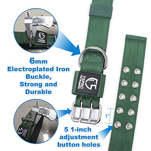 Heavy Duty Tactical Dog Collar with Patch (L/XL – Fits Neck 19.5"-23.5" / Basic Green)