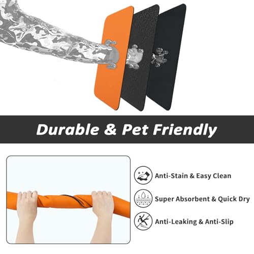 Dog Food Mat Absorbent Cat Mat for Food and Water (Orange / 34"L x 18"W)