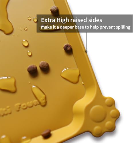 Large Silicone Pet Food Mats Tray (24" x 16" / Honey)