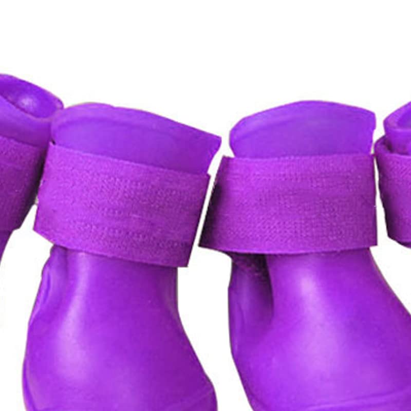 4Pcs Silicone Dog Boots (M / Purple)