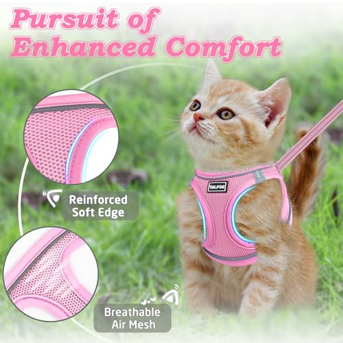 Cat Harness and Leash for Walking Escape Proof (XS / NPink)
