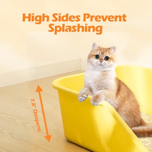 Large Cat Litter Box with High Sides (White)