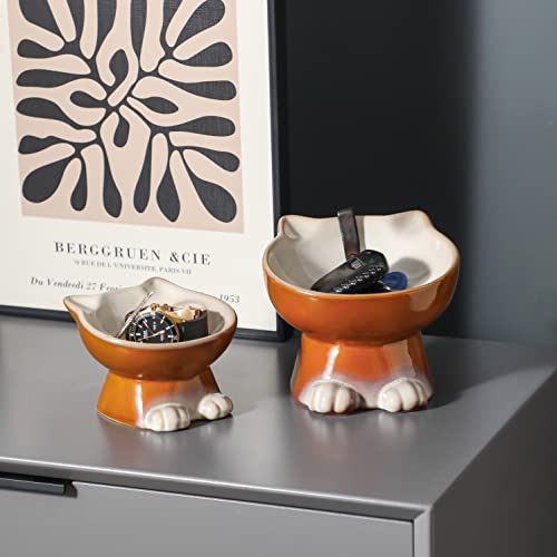 Elevated Cat Bowls (6.8 OZ / Brown)