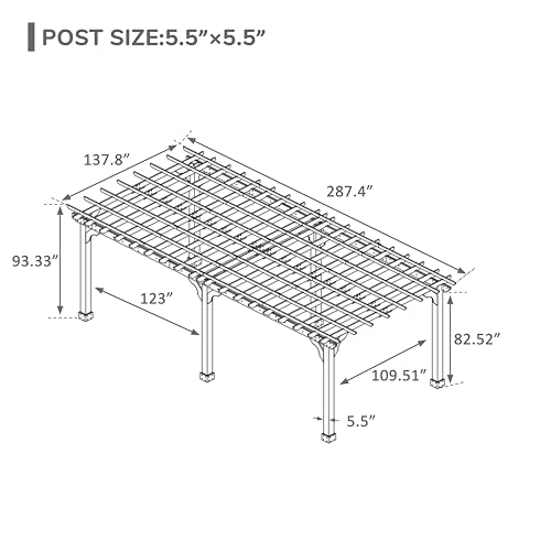 12x24 FT Cedar Wood Pergola (12x24 FT)