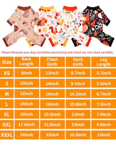 4 Pack Dog Pajamas Fall Pumpkin for Medium Dogs (Large)