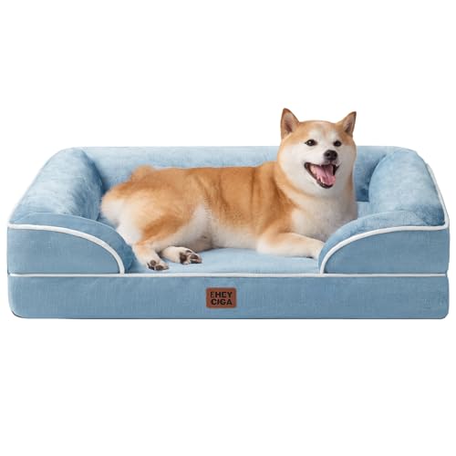 Orthopedic Dog Beds Large Sized Dog (Washed Blue / 35.0"l X 22.0"w X 6.5"th)
