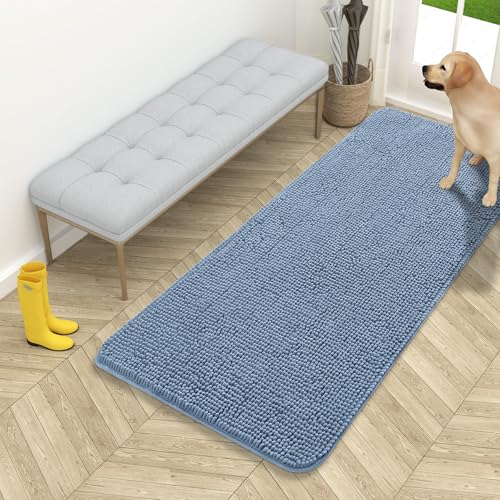 Dog Door Mat for Muddy Paws 54x24 (Airy Blue / 54" X 24")