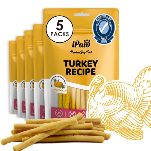 Turkey Dog Treats (3.5 Ounce (Pack of 5) / Pumpkin, Thin Stick)