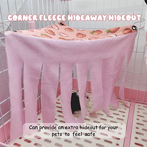 Guinea Pig Rat Ferret Hammock and Warm Bed Small Pet Hideout Tunnel Cave Hanging Bunkbed Hammock Cage Toy for Hamster Sugar Glider Squirrel (2.Hammock & Hideout)