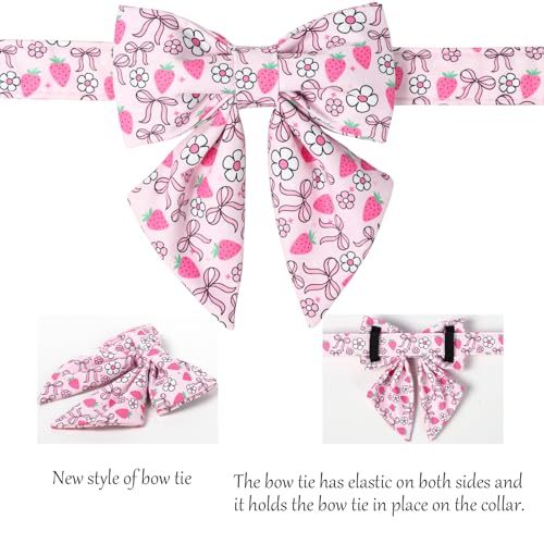Strawberry Floral Dog Collar with Sailor Bow (Strawberry Bow(Sailor Bow) / X-Small (Pack of 1))