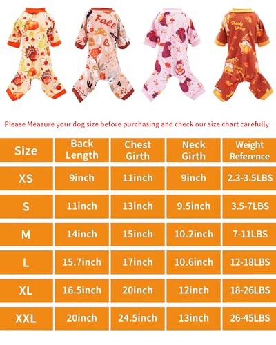 4 Pack Fall Velvet Dog Pajamas for Small Dogs (Small)