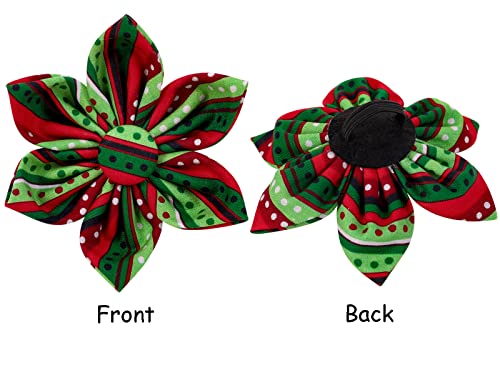 Christmas Dog Collar with Flower (X-Large (Pack of 1) / Red&Green Dot(Flower))