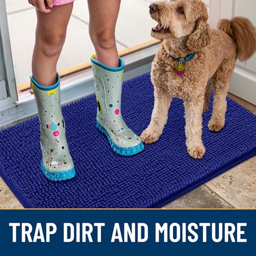 Dog Door Mat for Muddy Paws 48x30 (Navy Blue / 48"X30")