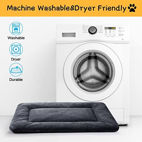 Dog Crate Pad Washable Dog Bed for Crate Large Cozy Mat 48 (48.0"L x 30.0"W x 1.0"Th / dark gray)