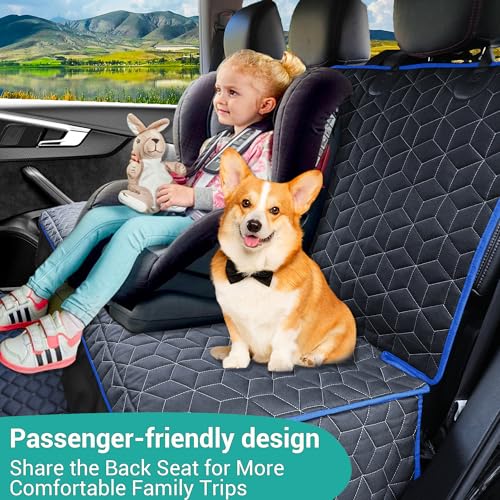 Back Seat Cover for Dogs (Truck Bench-61"W / Blue border)