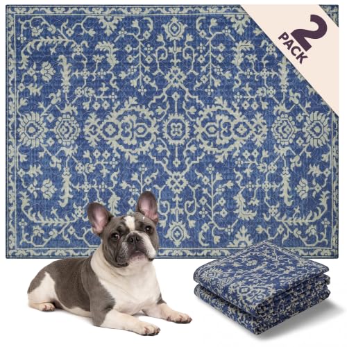 Lovewag Reusable Washable Dog Pee Pads (Royal Blue Quilt / 36x48 inches (Pack of 2))