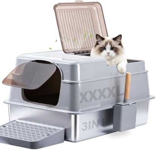 Stainless Steel Litter Box with Lid XXXXL (XXXL-lid-15.7"H)