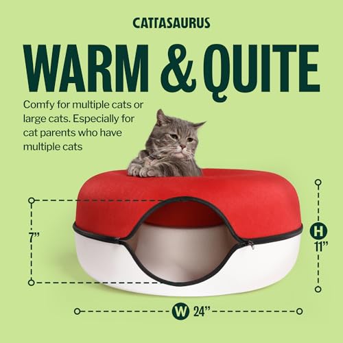 Peekaboo Cat Cave Donut for Multiple & Large Cats up to 30 (Ruby Snowball / Large)