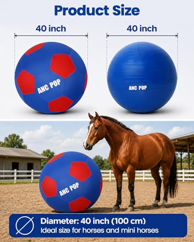 Herding Ball for Horse Ball & Cover 40" Large for Play Herding Ball Horse Toys for Horse (Blue and Red / 40 inches)