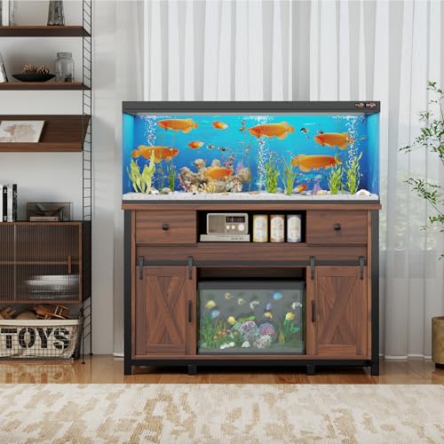 55 75 Gallon Fish Tank Stand with Power Outlet (Style2-Light Brown / 47 inch)