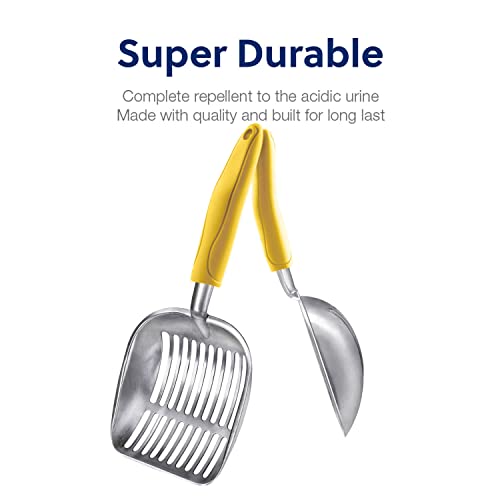 Cat Litter Scoop (Large / FLAT Aluminum \ #04 Yellow Handle)