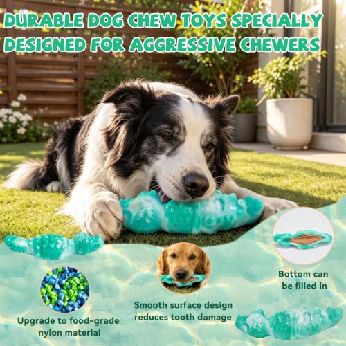 2Pack Tough Dog Toys for Aggressive Chewers (Green / Medium)