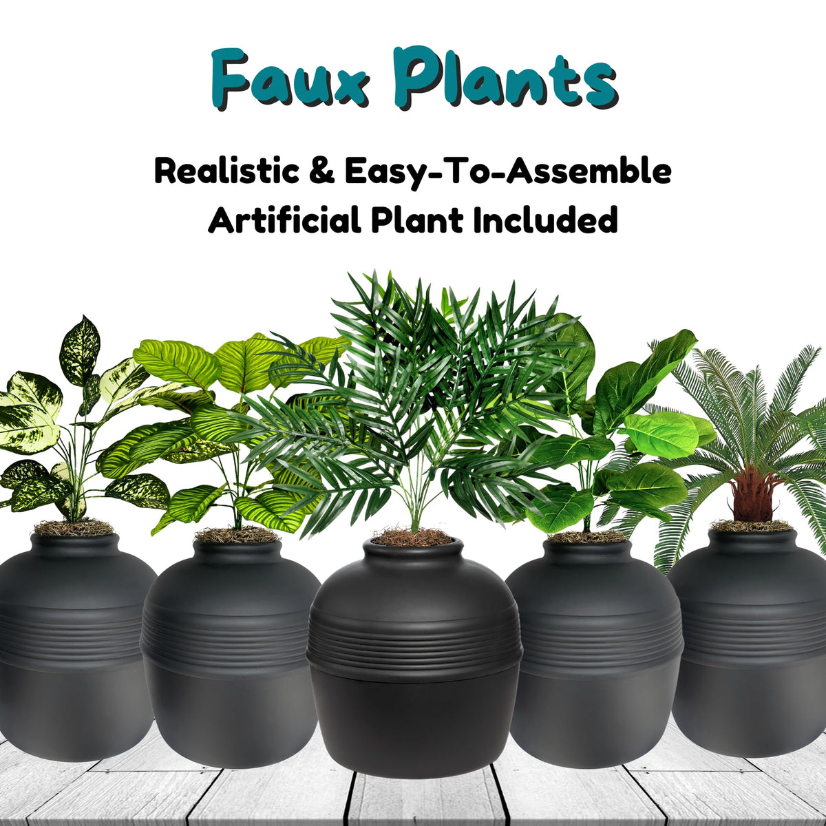 Original Hidden Litter Box Planter (Palm Plant / Essentials Kit / Charcoal Black)