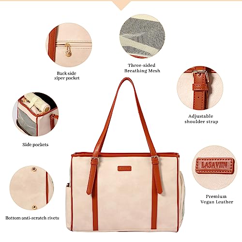 Fashion Dog Purse Pet Carrier Leather Bag for Small Dogs Cats Puppy (Beige)
