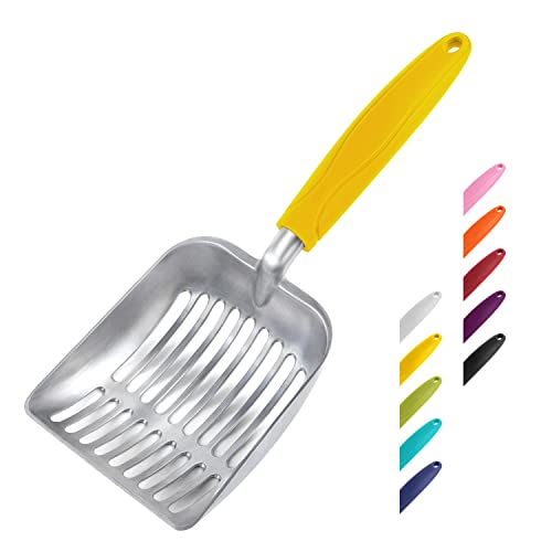 Cat Litter Scoop (Small / FLAT Aluminum \ #04 Yellow Handle)
