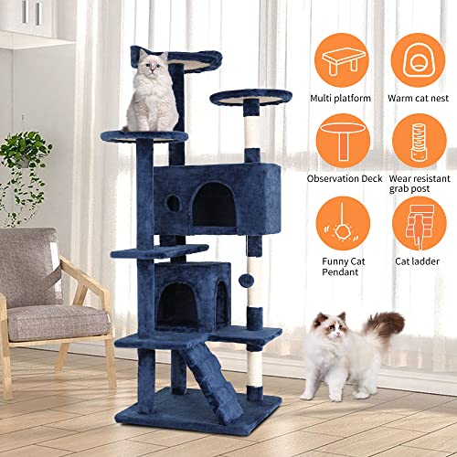 54" Cat Tree Tower (54in / Navy Blue)